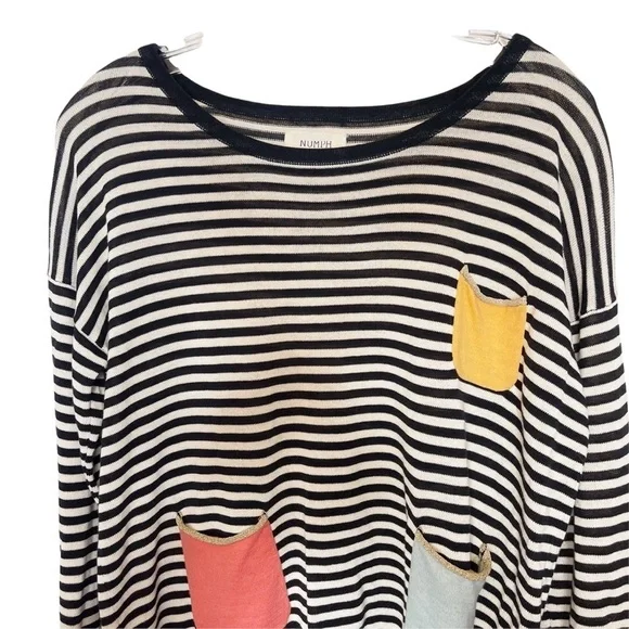 Numph‎ Anthropologie Black & White Striped Julienne Sweater - Picture 4 of 9